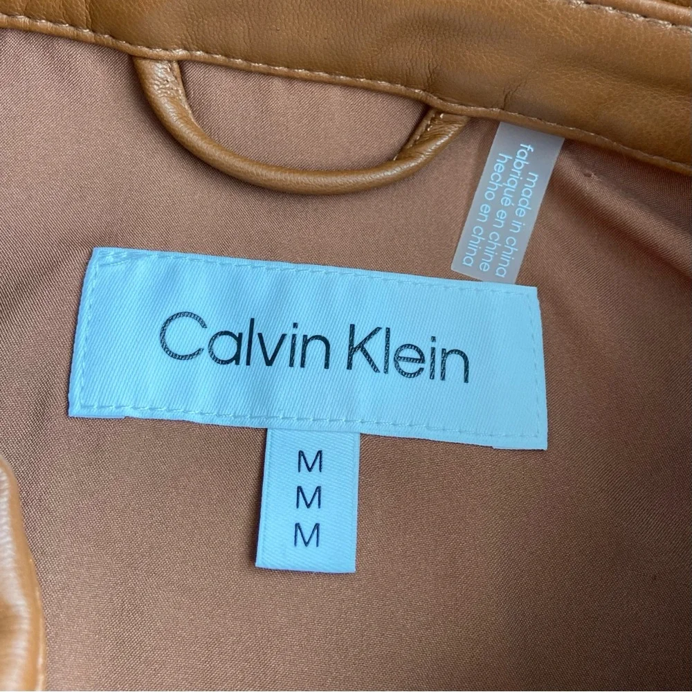 Calvin Klein Jacket‎ Women's Medium Brown Cropped Faux Leather